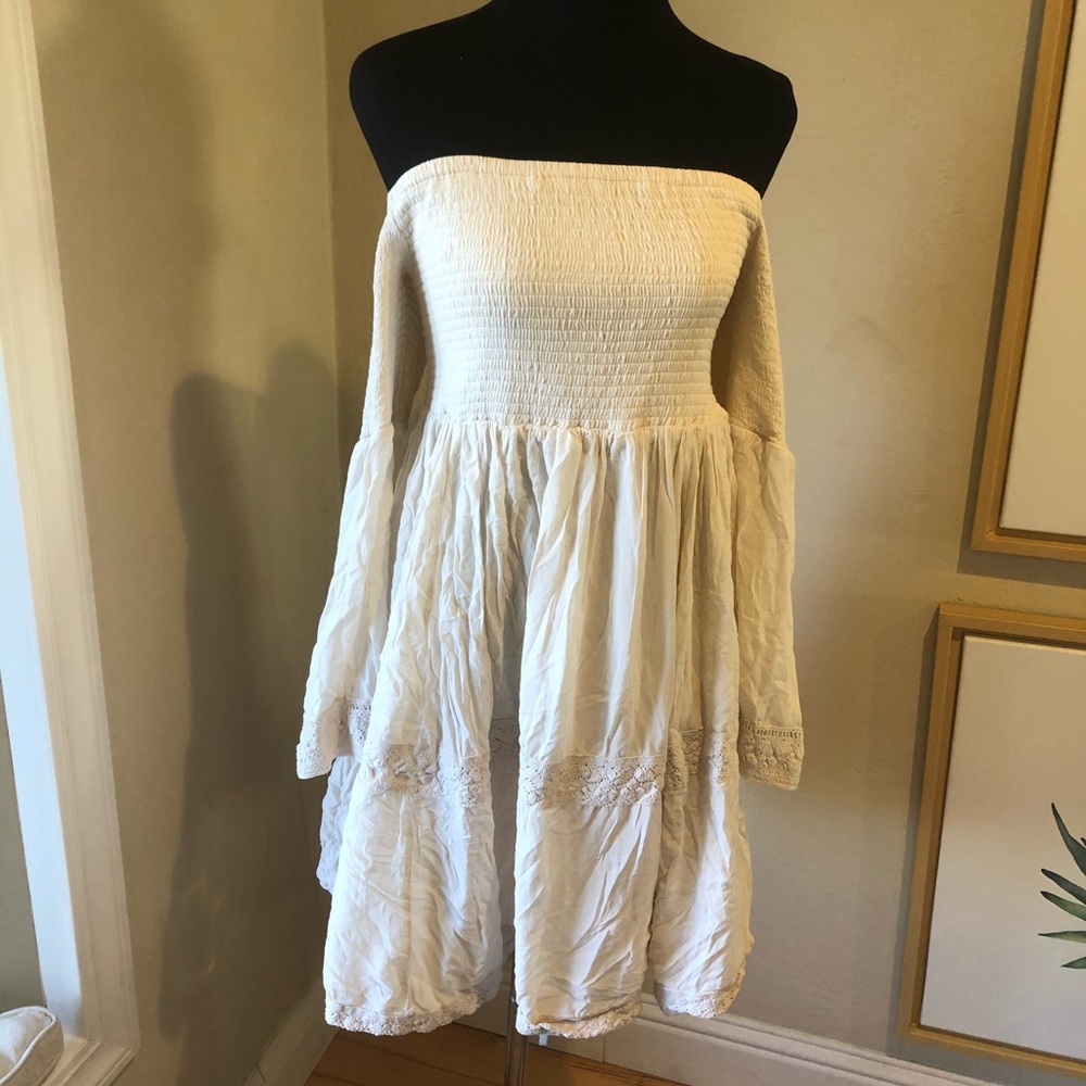 Torrid Cream Off the Shoulder Dress